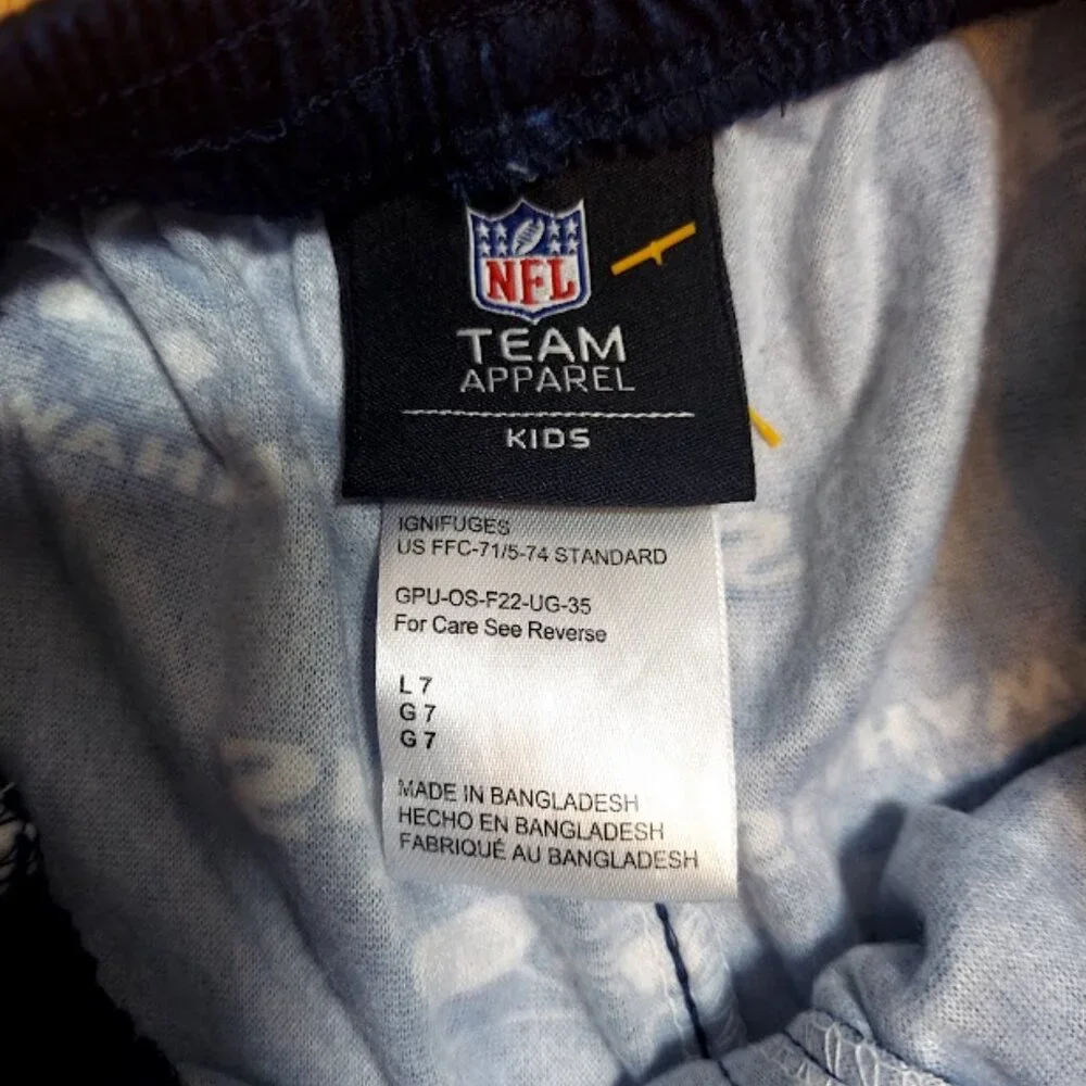 NFL‎ Kids Boys and Girls Seattle Seahawks L 7 Navy Blue Flannel Pajama Pant New